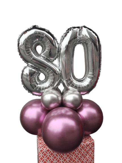 Tischbouquet mit Zahlen und Ballonfuß