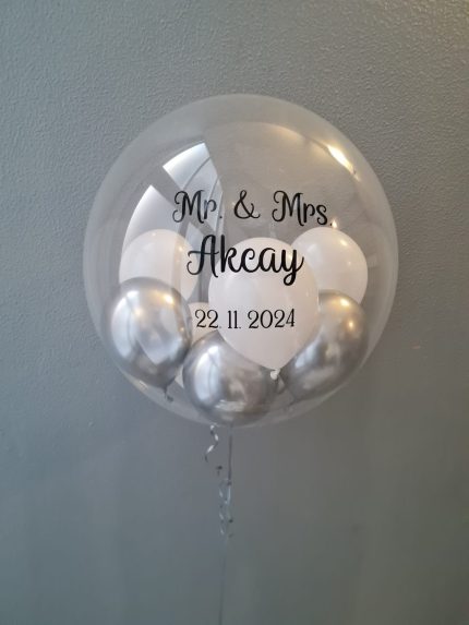 Bubble Ballon mit 8 kleinen Ballons - auf Wunsch personalisiert
