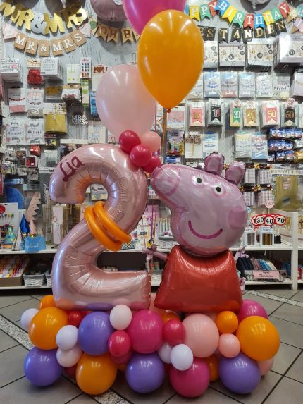 Ballonbouquet Peppa Wutz mit Zahl