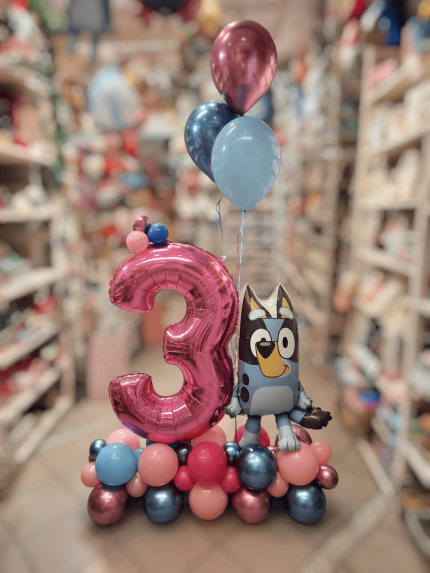 Ballonbouquet Bluey mit Zahl