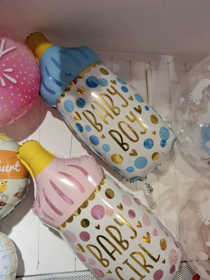 Folienballon Babyflasche zur Geburt Mädchen oder Junge