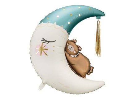 Folienballon Teddy auf Mond Blau