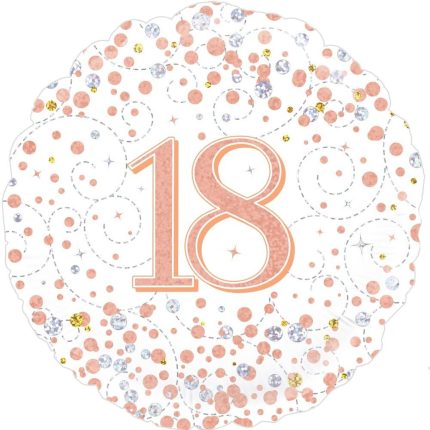 Folienballon zum 18. Geburtstag Roségold, Schwarz oder Blau