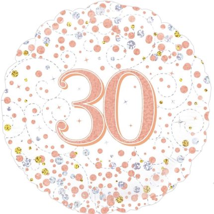 Folienballon zum 30. Geburtstag in Roségold, Schwarz oder Blau