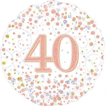 Folienballon zum 40. Geburtstag in Roségold, Schwarz oder Blau