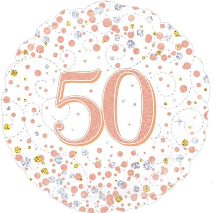 Folienballon zum 50. Geburtstag in Roségold, Schwarz oder Blau