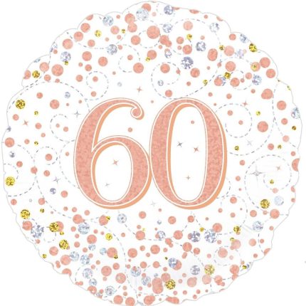 Folienballon zum 60. Geburtstag in Roségold, Schwarz oder Blau