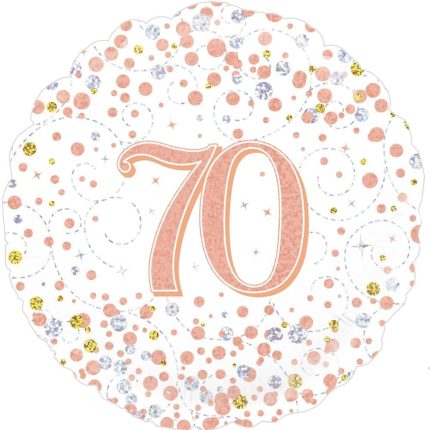 Folienballon zum 70. Geburtstag in Roségold, Schwarz oder Blau
