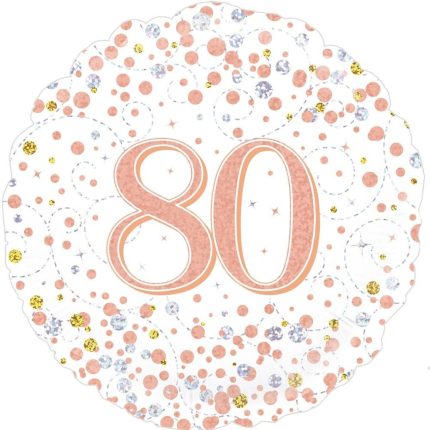 Folienballon zum 80. Geburtstag in Roségold, Schwarz und Blau