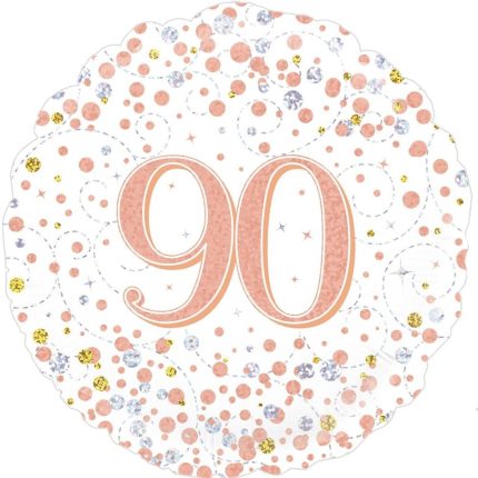Folienballon zum 90. Geburtstag in Roségold, Schwarz oder Blau