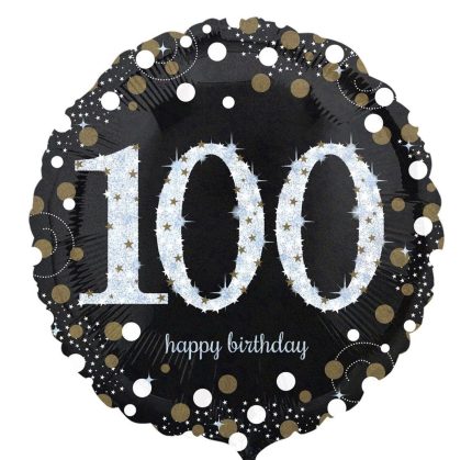 Folienballon zum 100. Geburtstag in Schwarz und Silber