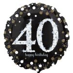 Folienballon zum 40. Geburtstag in Schwarz, Blau oder Roségold