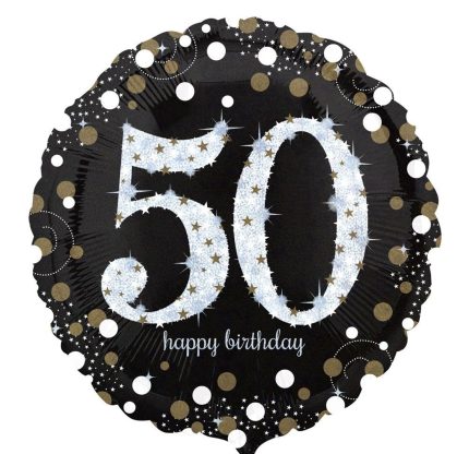 Folienballon zum 50. Geburtstag in Schwarz, Blau oder Roségold