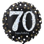 Folienballon zum 70. Geburtstag in Schwarz, Blau oder Roségold