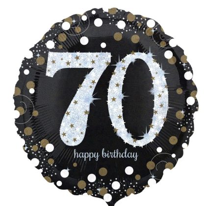 Folienballon zum 70. Geburtstag in Schwarz, Blau oder Roségold