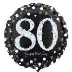 Folienballon zum 80. Geburtstag in Schwarz, Blau oder Roségold