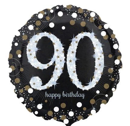 Folienballon zum 90. Geburtstag in Schwarz, Blau oder Roségold
