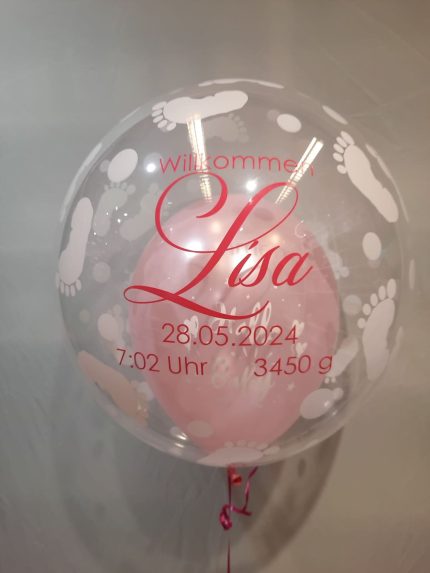 Personalisierter Bubble Ballon zur Geburt