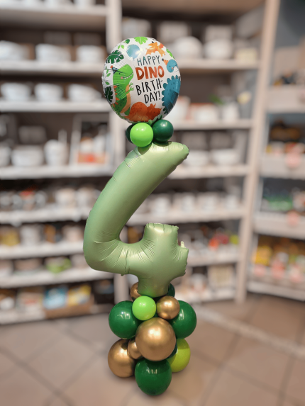 Ballonbouquet Dino mit Zahl