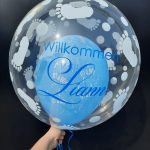 Baby Bubble Ballon zur Geburt personalisiert Rosa oder Hellblau