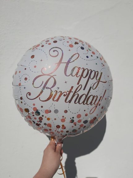 Folienballon rund Happy Birthday Roségold, Blau, Schwarz oder Gold