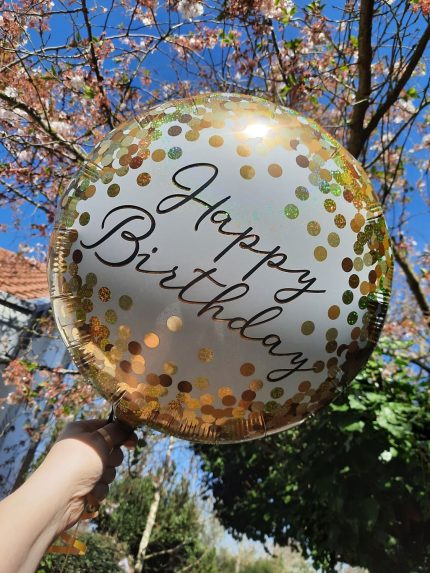 Folienballon rund Happy Birthday gold, schwarz, blau, oder roségold