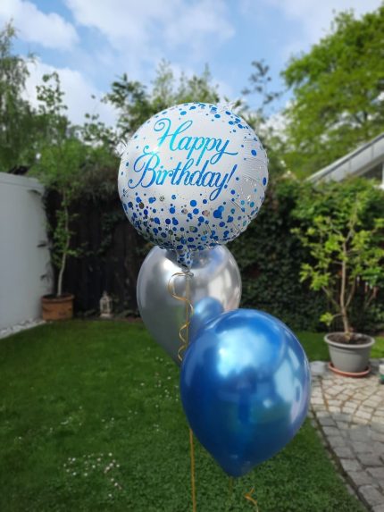 Ballonset Happy Birthday Blau & Silber