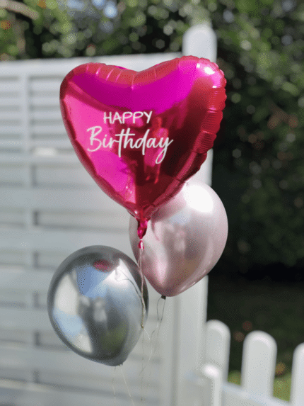 Happy Birthday Ballon Set Pink und Silber