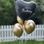 Happy Birthday Ballon Set Gold und Schwarz