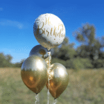 Ballon Set Happy Birthday Gold und Weiß