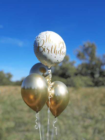 Ballon Set Happy Birthday Gold und Weiß