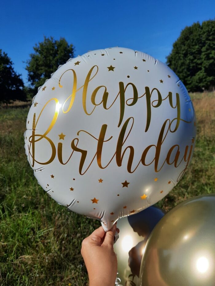Ballon Set Happy Birthday Gold und Weiß – Bild 8