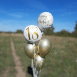 Ballon Set Happy Birthday 18 / 30 / 40 / 50 / 60 / 70 / 80 in Gold und Weiß