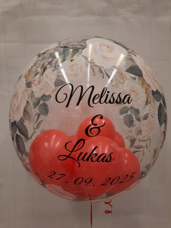 Bubble Ballon mit 8 kleinen Ballons - auf Wunsch personalisiert – Bild 16