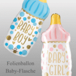 Folienballon Babyflasche zur Geburt Mädchen oder Junge