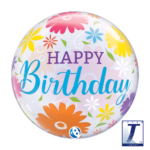 Happy Birthday Bubble mit Blumen