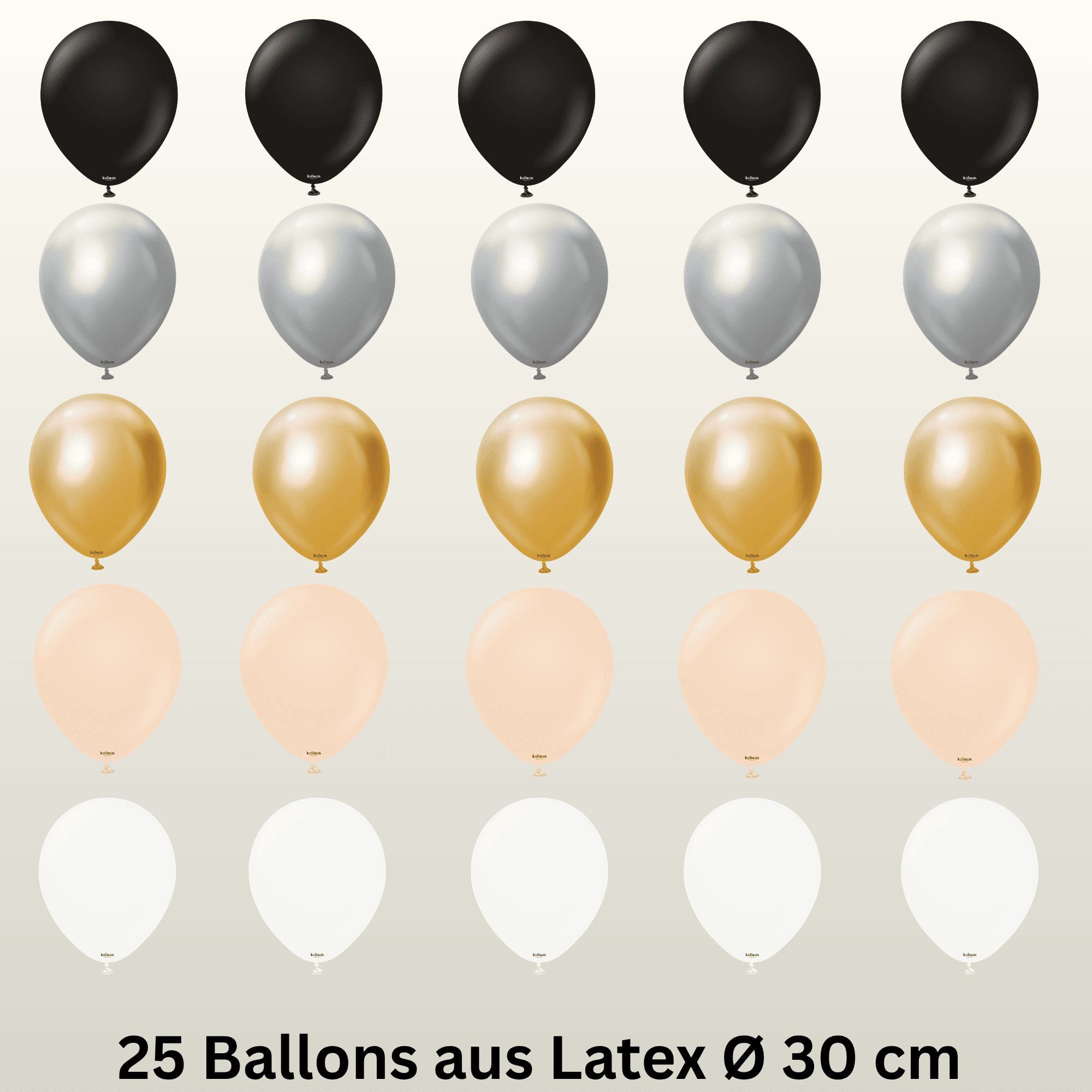 Ballon Set Schwarz Silber Gold (2000 x 2000 px) (1) 25 Latex Ballons Ø 30 cm Ballon Set - 3 – Bild 1