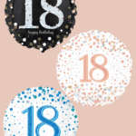 Folienballon zum 18. Geburtstag in Schwarz, Blau oder Roségold