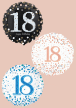 Folienballon zum 18. Geburtstag in Schwarz, Blau oder Roségold