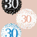 Folienballon zum 30. Geburtstag in Schwarz, Blau oder Roségold
