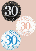 Folienballon zum 30. Geburtstag in Schwarz, Blau oder Roségold