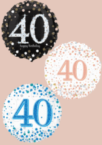 Folienballon zum 40. Geburtstag in Schwarz, Blau oder Roségold