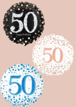 Folienballon zum 50. Geburtstag in Schwarz, Blau oder Roségold