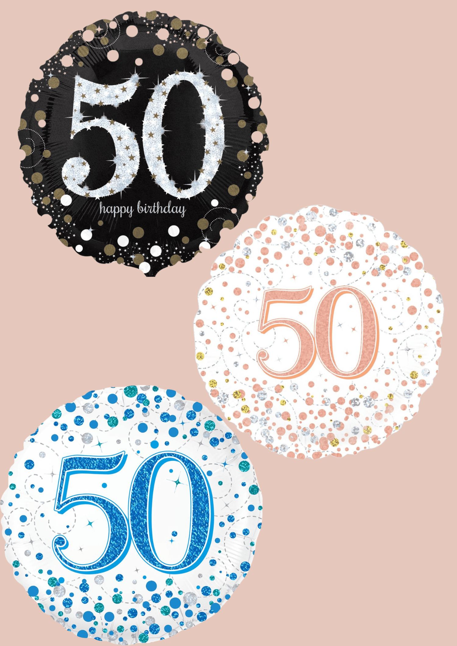Ballons mit 50 (1) Folienballon zum 50. Geburtstag in Schwarz, Blau oder Roségold – Bild 1
