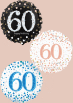 Folienballon zum 60. Geburtstag in Schwarz, Blau oder Roségold