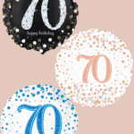 Folienballon zum 70. Geburtstag in Schwarz, Blau oder Roségold