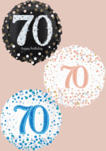 Folienballon zum 70. Geburtstag in Schwarz, Blau oder Roségold