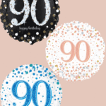 Folienballon zum 90. Geburtstag in Schwarz, Blau oder Roségold