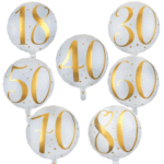 Ballon Set Happy Birthday 18 / 30 / 40 / 50 / 60 / 70 / 80 in Gold und Weiß – Bild 2