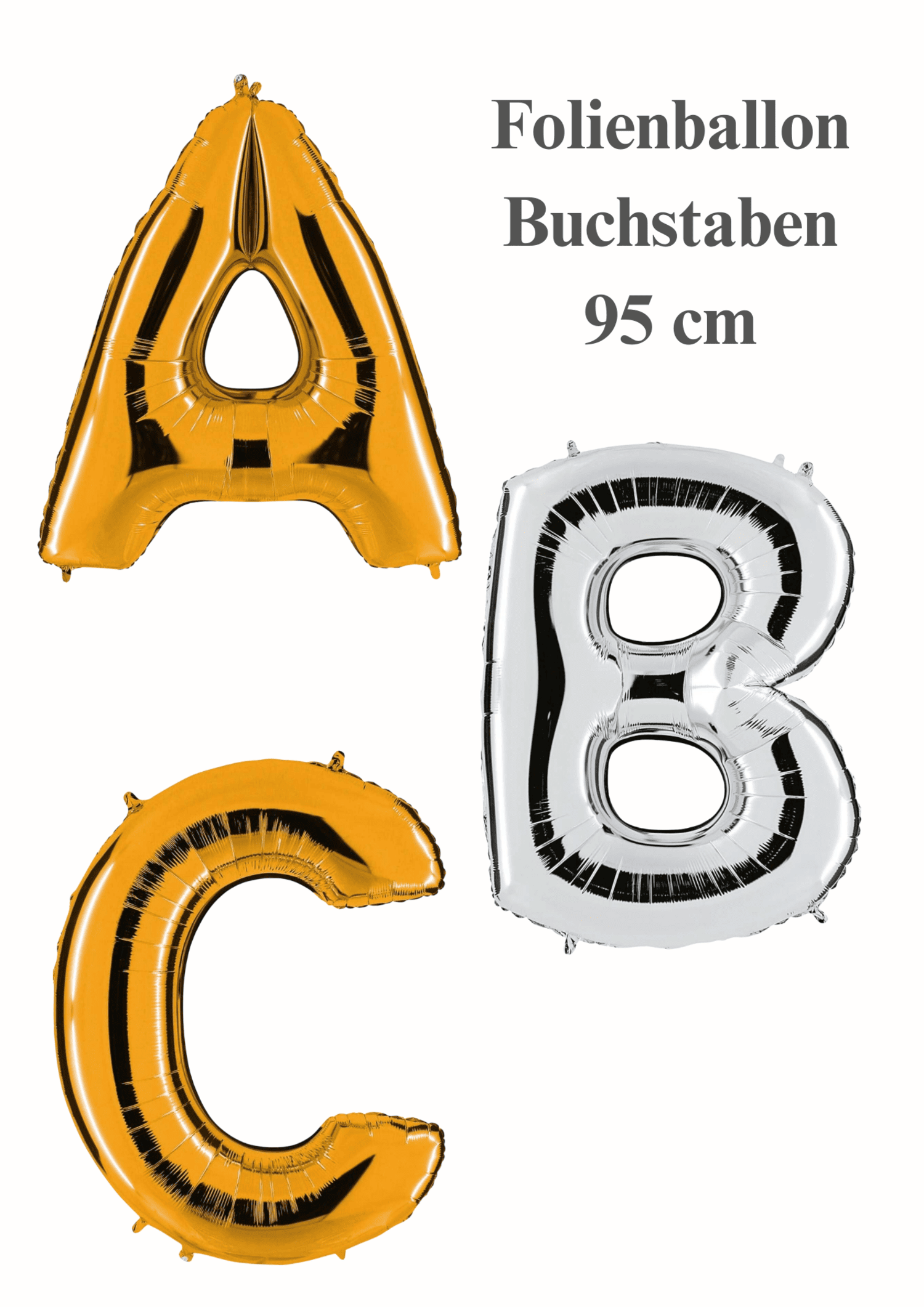 Buchstabe Folienballon 95 cm (2) (1) Folien Buchstabe 95 cm Gold oder Silber – Bild 1